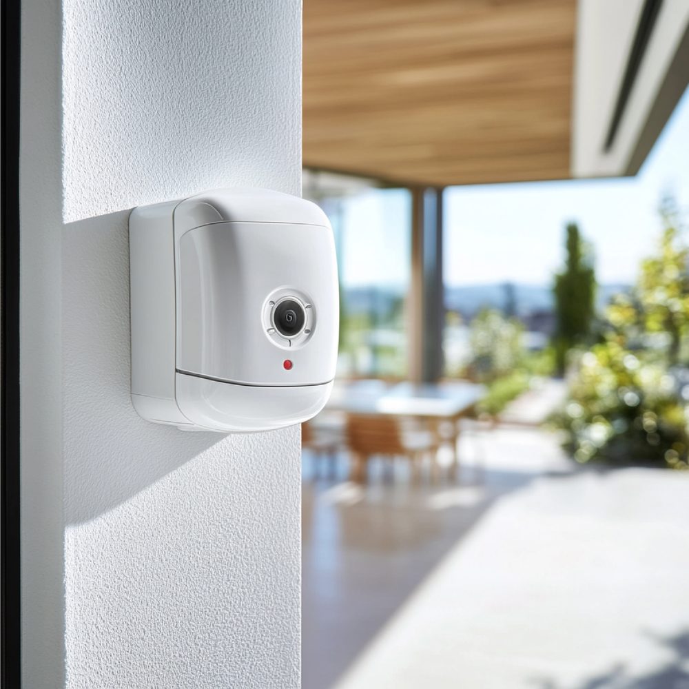 Installation d’un détecteur d’alarme connecté dans un logement loué à l’aide d’un adhésif mural.