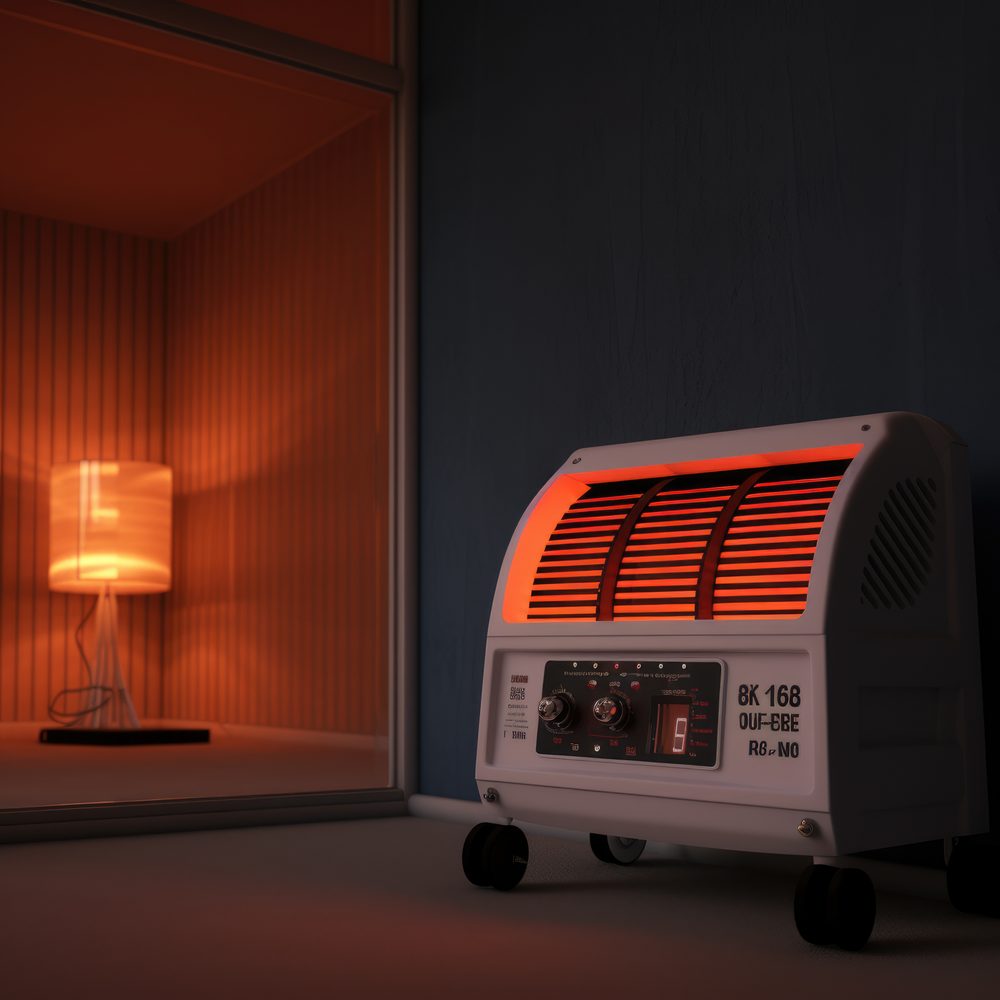 Personne se réchauffant près d’un radiateur électrique dans une chambre peu isolée.